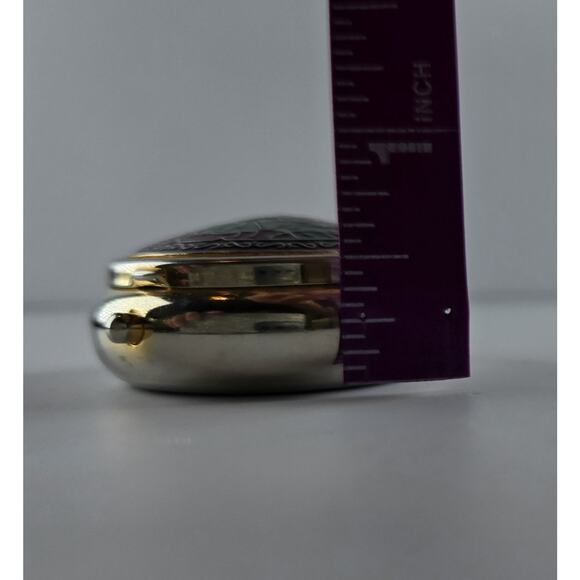 Vtg 70s Miniature Cloisonne Floral Enamel Pill Trinket Box Gold Silver Tone - Picture 7 of 10